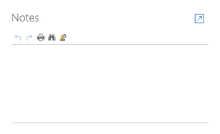 The screenshot displays the Notes field with the defailt functions in the toolbar.